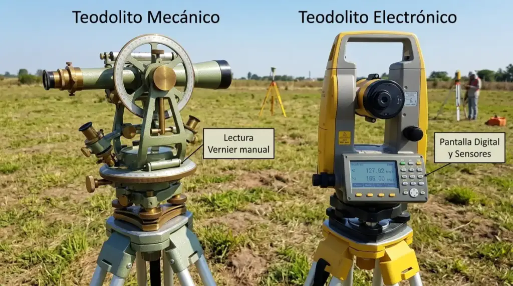 Teodolito mecánico y teodolito electrónico 